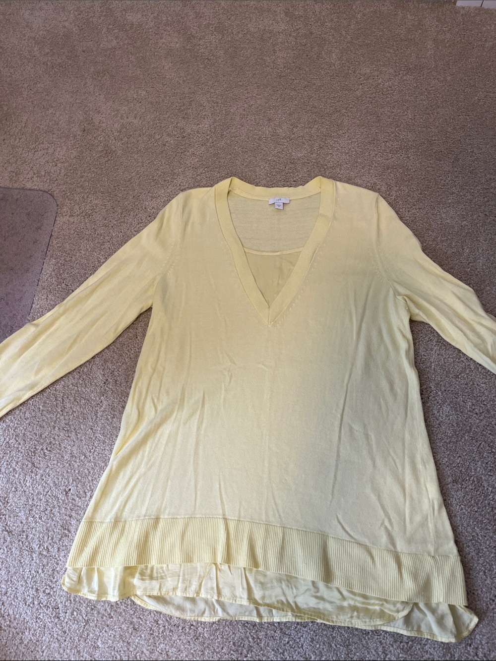 J Jill Light Yellow V-Neck Women’s Tunic Top